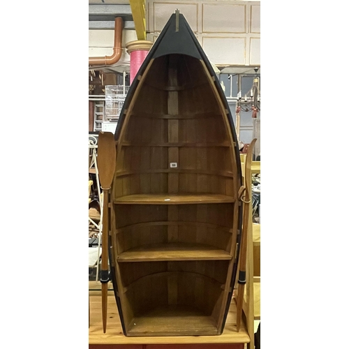 159 - FREESTANDING OR WALL MOUNTED HAND MADE BOAT BOOKCASE WITH OARS