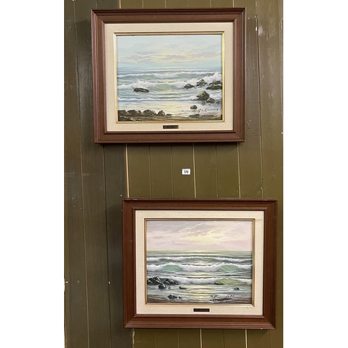 179 - PAIR OF COASTAL CRASHING WAVES OIL PAINTINGS BY A.NAVARRA