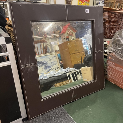 210 - LEATHER FRAMED MIRROR