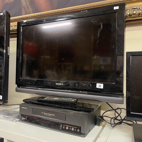 39 - SONY 26” FULL HD TV WITH ORION VHS PLAYER