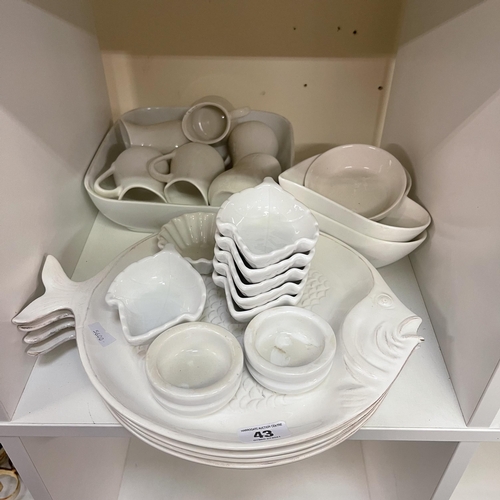 43 - SELECTION OF WHITE POTTERY