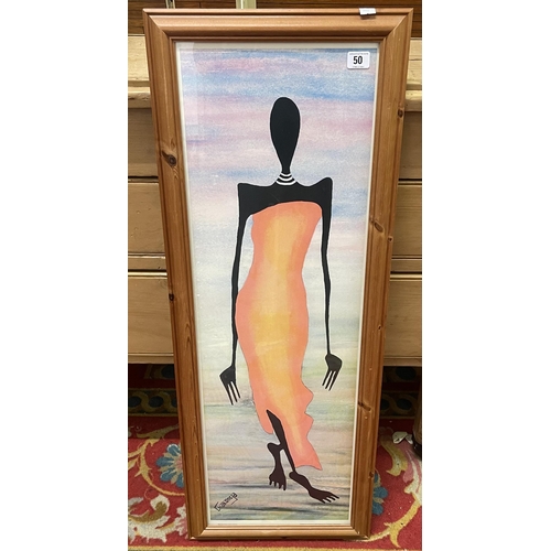 50 - PINE FRAMED AFRICAN ART