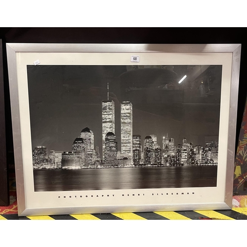 68 - BLACK AND WHITE NEW YORK CITY SKYLINE PICTURE DEPICTING TWIN TOWERS PHOTOGRAPHED BY HENRI SILBERMAN