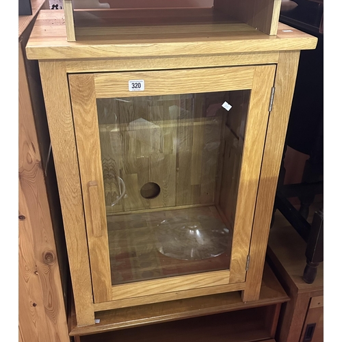 320 - GOLDEN OAK GLASS FRONTED CABINET