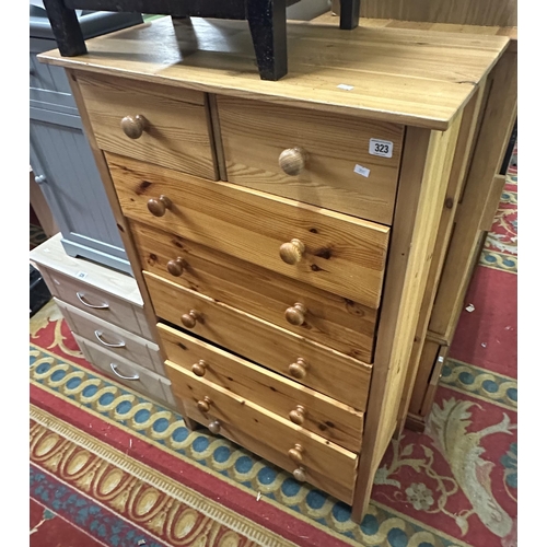 323 - EIGHT DRAWER PINE CHEST