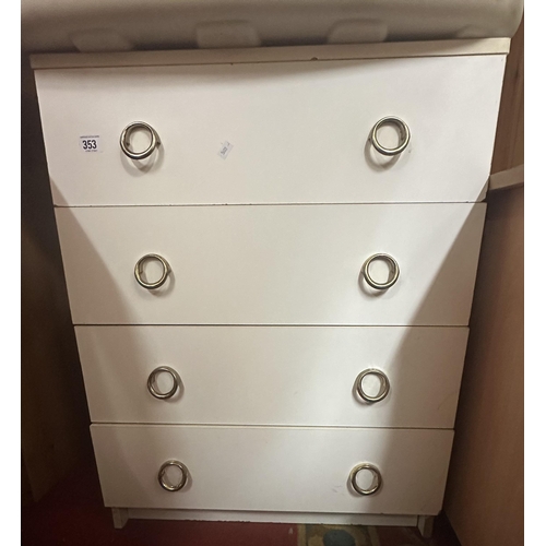 353 - WHITE CHEST OF DRAWERS WITH CIRCULAR HANDLES