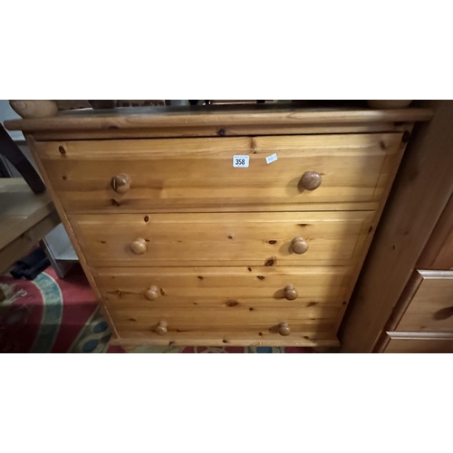 358 - 4 DRAWER PINE CHEST