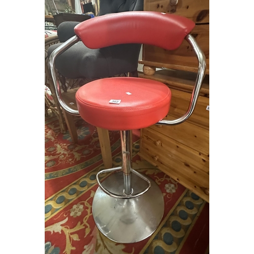 362 - CHROME AND LEATHER BAR STOOL