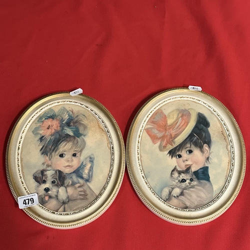 479 - TWO VINTAGE MADRYN CERAMIC OVAL WALL PLAQUES