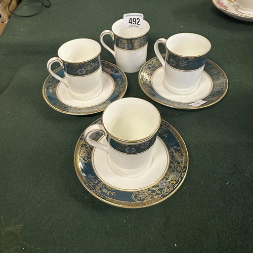 492 - ROYAL DOULTON COFFEE CUPS AND SAUCERS CARLYLE DESIGN