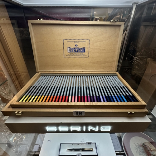 516 - DERWENT WATERCOLOUR WOOD BOX SET OF 72 PENCILS