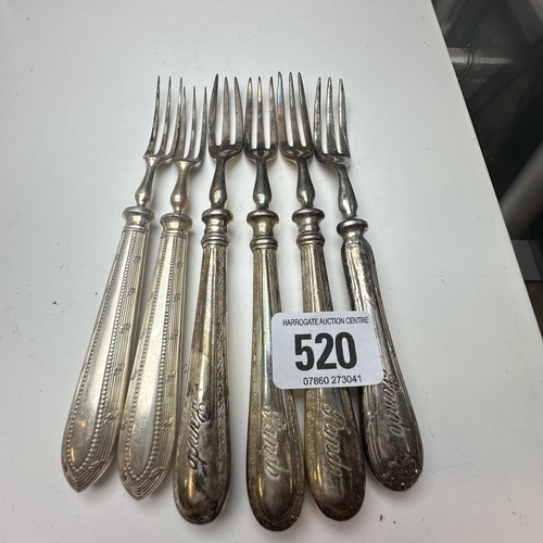 520 - FOUR  MAPPIN & WEBB WHITESTAR VINTAGE PICKLE FORKS AND TWO OTHERS