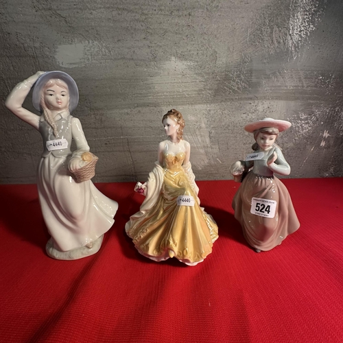 524 - THREE PORCELAIN FIGURINES BY JANGO, ROYAL WORCESTER AND NAO