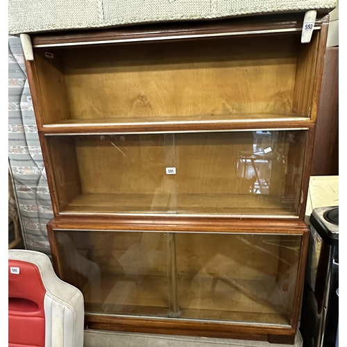 591 - TEAK GLASS FRONTED BOOKCASE