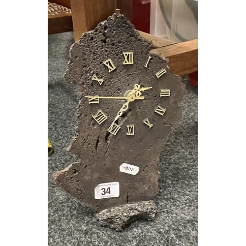 34 - SLAG MANTEL CLOCK