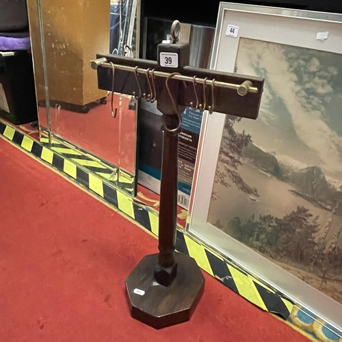39 - VINTAGE WOODEN STAND WITH HOOKS