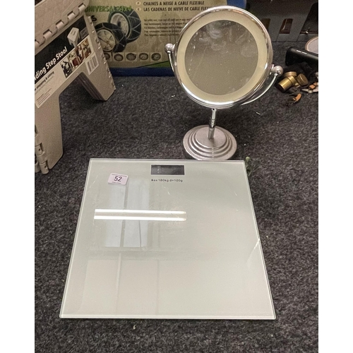52 - DIGITAL SCALES AND MAGNIFYING BATHROOM MIRROR