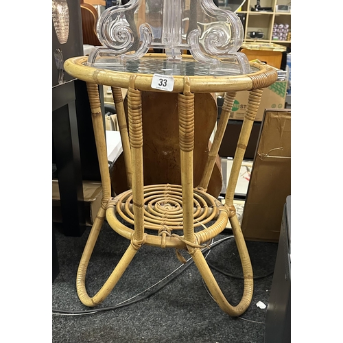 33 - VINTAGE TIKI BAMBOO TABLE WITH GLASS TOP