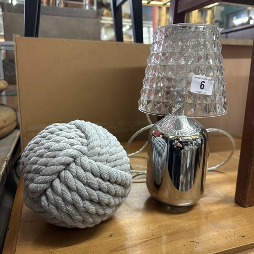 6 - STUDIO ITALIA LAMP AND ROPE BALL DOOR STOP