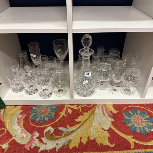 64 - SELECTION OF CRYSTAL GLASSWARE