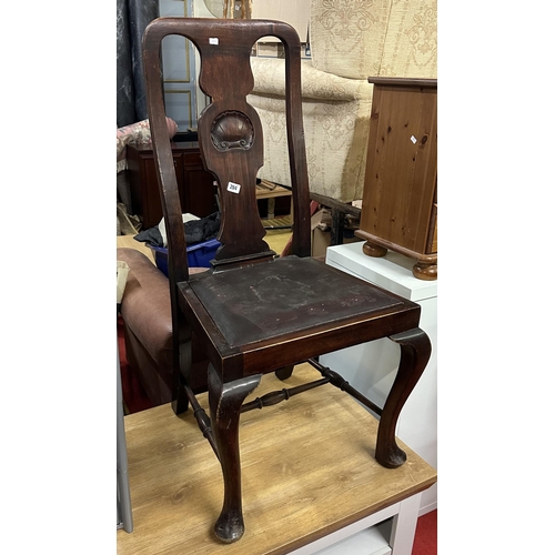 284 - EDWARDIAN QUEEN ANNE LEGGED CHAIR WITH SHELL MOTIF ON BACK