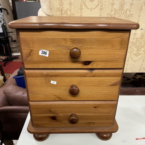 286 - THREE DRAWER PINE CHEST