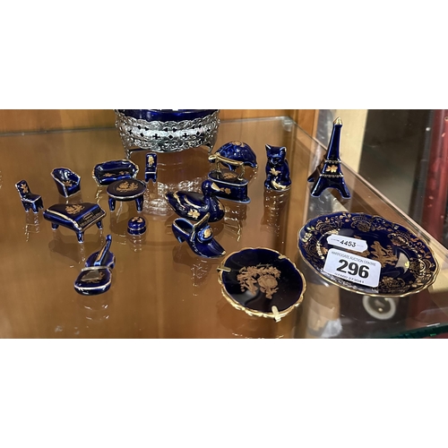 296 - SELECTION OF BLUE LIMOGES