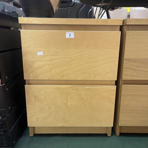 7 - TWO DRAWER BEECH CABINET