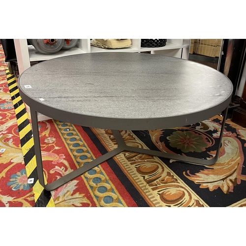 53 - BONTEMPI STONE EFFECT TOP COFFEE TABLE ON INTERCONNECTING BASE