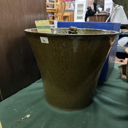 16 - FIRE GLAZED LARGE PLANT POT