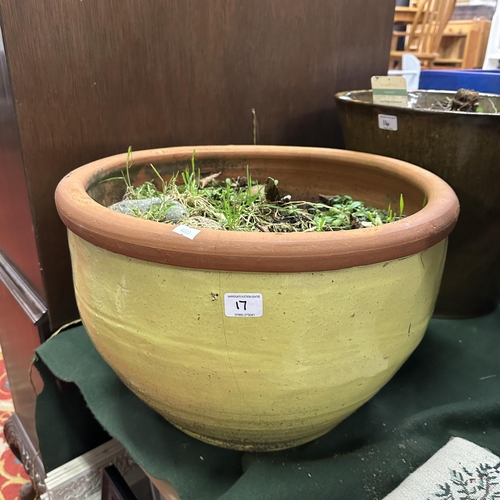 17 - FIRE GLAZED LARGE PLANT POT