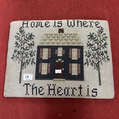 19 - “HOME IS WHERE THE HEART IS” EMBROIDERED CUSHION