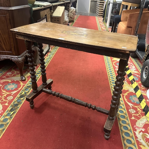 3 - VICTORIAN BOBBIN LEG TABLE WITH INLAID TOP