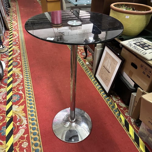 83 - BLACK GLASS TOP TABLE ON CHROME BASE