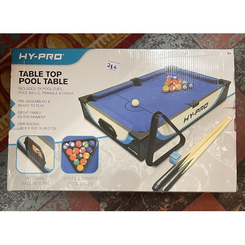 286 - TABLE TOP POOL TABLE