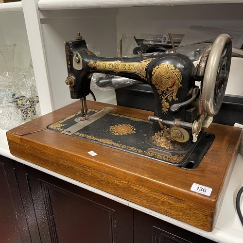 136 - VINTAGE JONES SEWING MACHINE