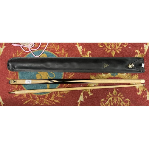 174 - SPORTS BLACK POOL CUE WITH BAG