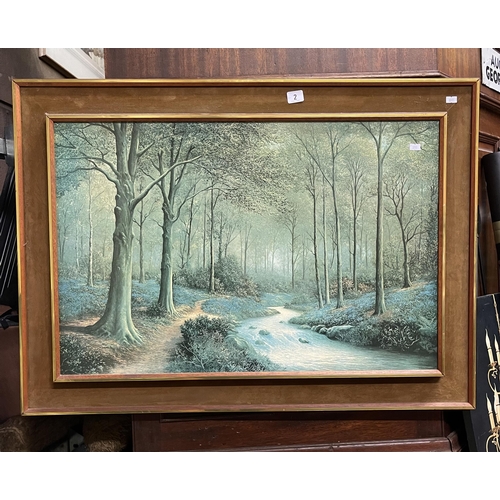 2 - 1970s WOODLAND SCENE IN TEAK FRAME