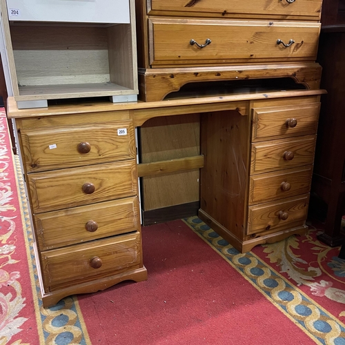 205 - PINE DOUBLE PEDESTAL DRESSING TABLE