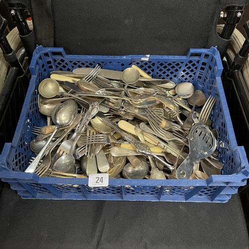 24 - LARGE BOX OF ANTIQUE CUTLERY