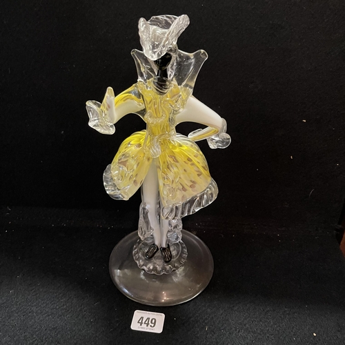 449 - YELLOW BLACK AND WHITE MURANO GLASS FIGURE