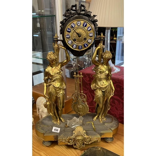 456 - LATE 19TH CENTURY NAPOLEON III STYLE GILT BRONZE MANTEL CLOCK WITH EIGHT DAY TIME AND STRIKE MOVEMEN... 