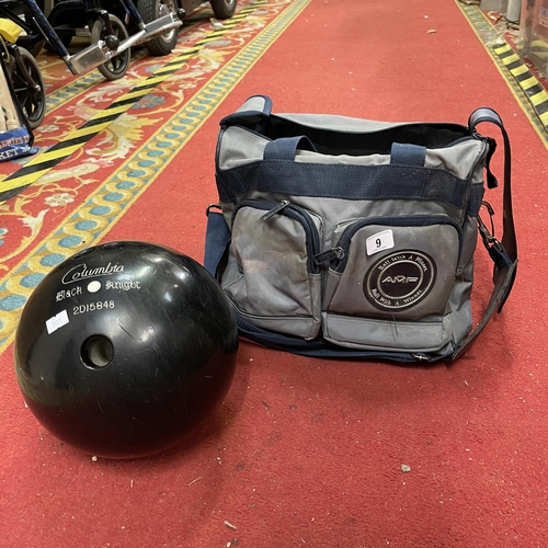 9 - COLUMBIA BLACK KNIGHT BOWLING BALL IN CARRY BAG