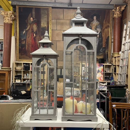 1 - PAIR OF SHABBY CHIC LANTERNS