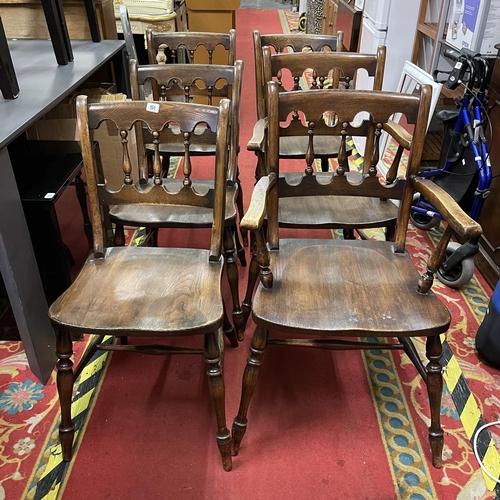 151 - SET OF SIX ELM DINING CHAIRS