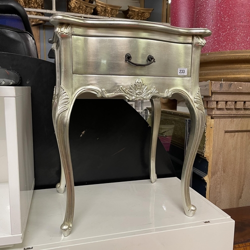 233 - SILVER LUSTRE FRENCH STYLE BEDSIDE CABINET