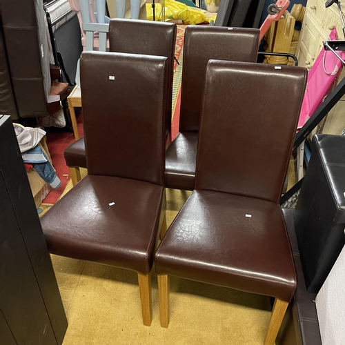 247 - 4 BROWN DINING CHAIRS