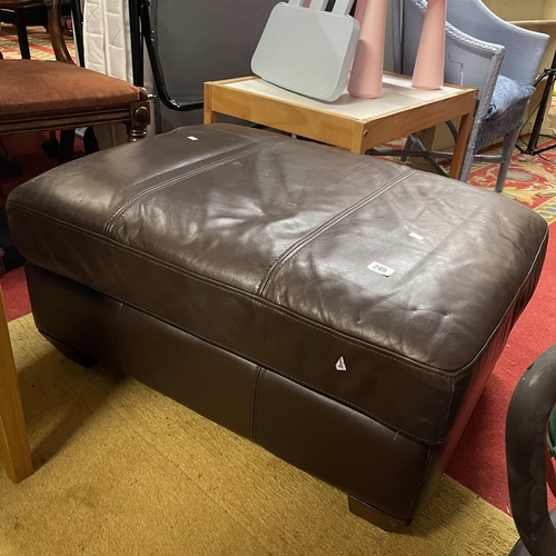 249 - BROWN LEATHER POUFFE