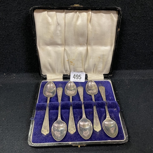 495 - SILVER PLATED TEA SPOONS IN CASE