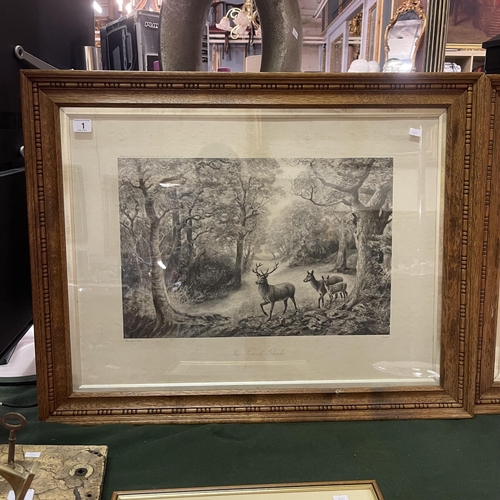 1 - OAK FRAMED ENGRAVING TITLED